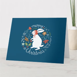 Cute Scandinavian Folk KerstBunny Kaart