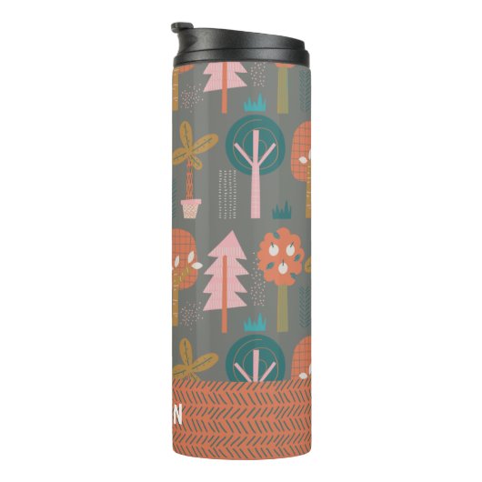 Cute Scandinavian Forest Personalized Thermosbeker (Geroteerd rechts)