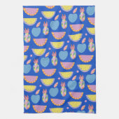 Cute Scandinavian Fruit Pattern Blue Whimsical Theedoek (Verticaal)
