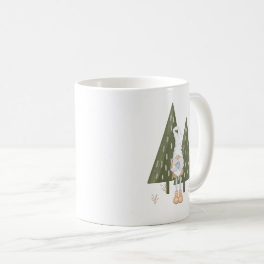 Cute Scandinavian Gnome Bird Pine Trees Koffiemok (Voorkant rechts)