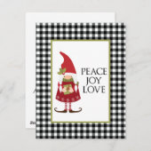 Cute Scandinavian Gnome Buffalo Play Holiday Kaart (Voorkant / Achterkant)