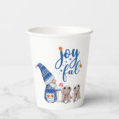 Cute Scandinavian Gnome with Bunnies Joyful Papieren Bekers (Achterkant)