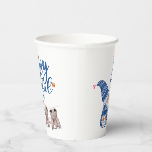 Cute Scandinavian Gnome with Bunnies Joyful Papieren Bekers (Rechts)