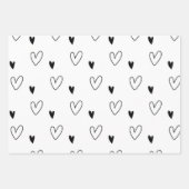 Cute Scandinavian Heart Pattern Black and White Inpakpapier Vel (Voorkant 3)