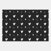 Cute Scandinavian Heart Pattern Black and White Inpakpapier Vel (Voorkant)