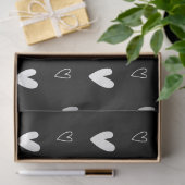 Cute Scandinavian Heart Pattern Black and White Tissuepapier (Geschenk)