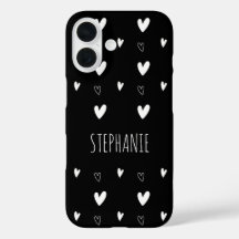 Cute Scandinavian Heart Pattern Black Personalized