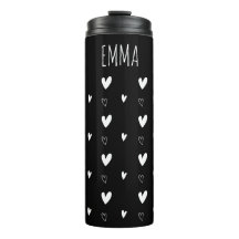Cute Scandinavian Heart Pattern Black Personalized