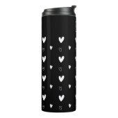 Cute Scandinavian Heart Pattern Black Personalized Thermosbeker (Gedraaid links)