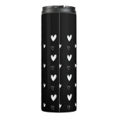 Cute Scandinavian Heart Pattern Black Personalized Thermosbeker (Achterkant)