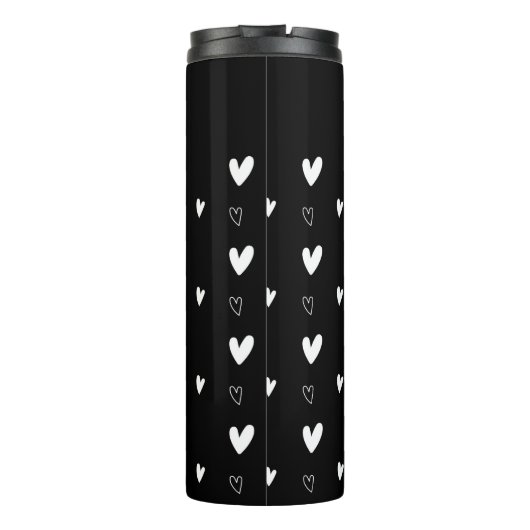Cute Scandinavian Heart Pattern Black Personalized Thermosbeker (Achterkant)