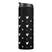Cute Scandinavian Heart Pattern Black Personalized Thermosbeker (Geroteerd rechts)