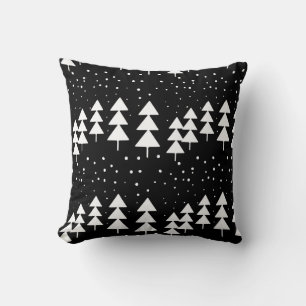 Cute Scandinavian KerstBlack en White Trees Kussen