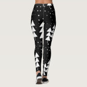 Cute Scandinavian KerstBlack en White Trees Leggings (Achterkant)
