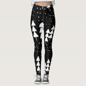 Cute Scandinavian KerstBlack en White Trees Leggings (Voorkant)