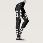 Cute Scandinavian KerstBlack en White Trees Leggings (Rechts)