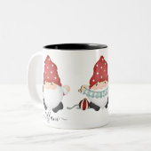 Cute Scandinavian Kerstgnomen met naam Tweekleurige Koffiemok (Voorkant links)