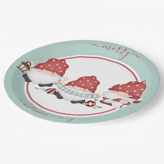 Cute Scandinavian Kerstgnomen Papieren Bordje (Gekanteld)