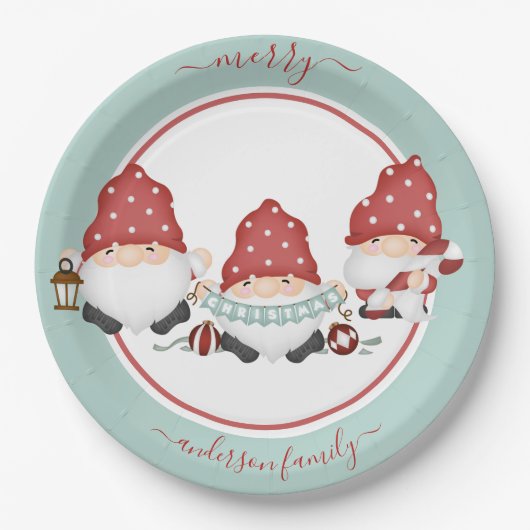 Cute Scandinavian Kerstgnomen Papieren Bordje (Voorkant)