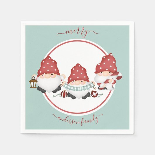 Cute Scandinavian Kerstgnomen Servet (Voorkant)