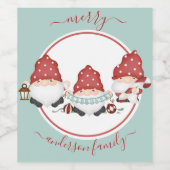Cute Scandinavian Kerstgnomen Wijn Etiket (Enkel label)