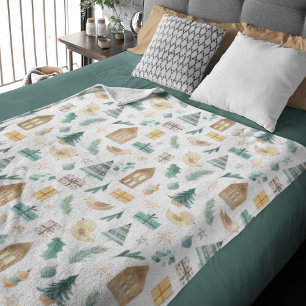 Cute Scandinavian Kerstpattern Fleece Deken