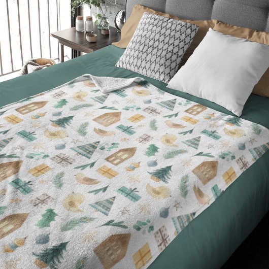 Cute Scandinavian Kerstpattern Fleece Deken