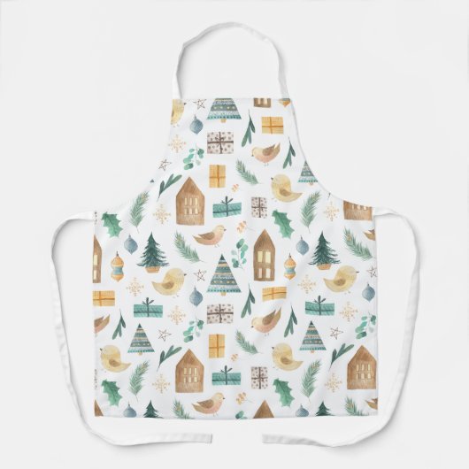 Cute Scandinavian Kerstpattern Schort (Voorkant)