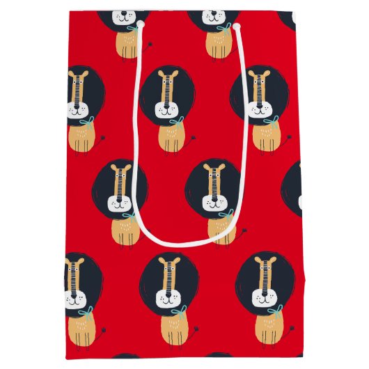 Cute Scandinavian Lion Kinder Pattern Medium Cadeauzakje (Achterkant)