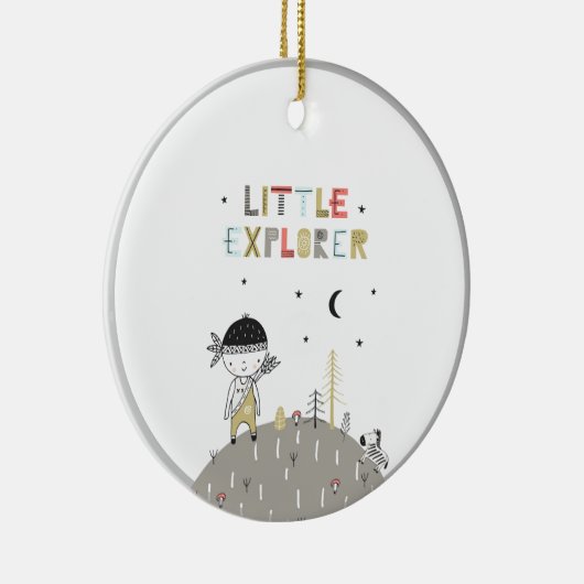 Cute Scandinavian Little Explorer Kinder Keramisch Ornament (Rechts)