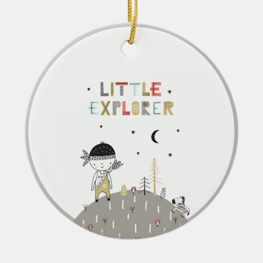 Cute Scandinavian Little Explorer Kinder Keramisch Ornament (Voorkant)