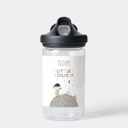 Cute Scandinavian Little Explorer Personalized Waterfles (Voorkant)