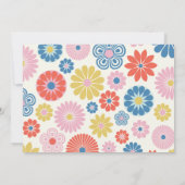 Cute Scandinavian Pink Blue Folk Floral Notitiekaartje (Achterkant)