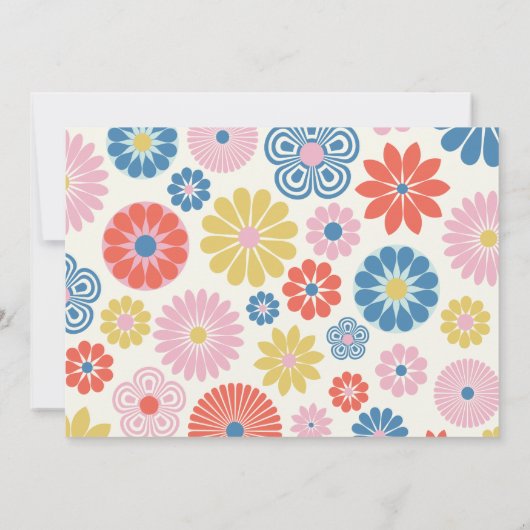 Cute Scandinavian Pink Blue Folk Floral Notitiekaartje (Achterkant)