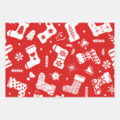 Cute Scandinavian Red en White Kerstpattern Inpakpapier Vel (Voorkant 3)