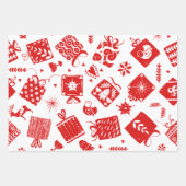 Cute Scandinavian Red en White Kerstpattern Inpakpapier Vel (Voorkant 2)