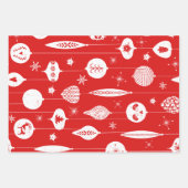 Cute Scandinavian Red en White Kerstpattern Inpakpapier Vel (Voorkant)