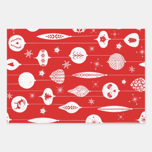 Cute Scandinavian Red en White Kerstpattern Inpakpapier Vel (Voorkant)