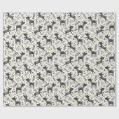 Cute Scandinavian reindeer with flowers.  Cadeaupapier (Vlak)