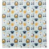 Cute Scandinavian Safari Animal Faces Nursery Douchegordijn (Voorkant)