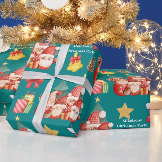 Cute Scandinavian Waterverf Kerstgnomen Cadeaupapier (Feestdagen)