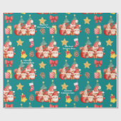 Cute Scandinavian Waterverf Kerstgnomen Cadeaupapier (Vlak)