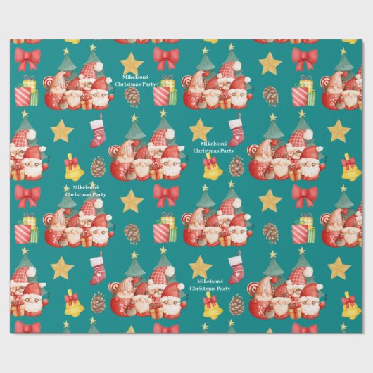 Cute Scandinavian Waterverf Kerstgnomen Cadeaupapier (Vlak)