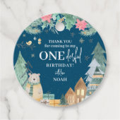 Cute Scandinavian Winter 1e verjaardag Dank u Bedankjes Labels (Voorkant)