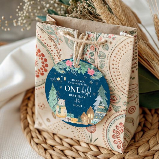 Cute Scandinavian Winter 1e verjaardag Dank u Bedankjes Labels