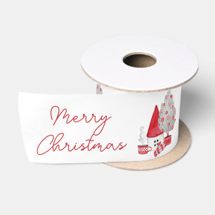 Cute Scandinavisch Waterverfhuis Kerstboom Satijnen Lint