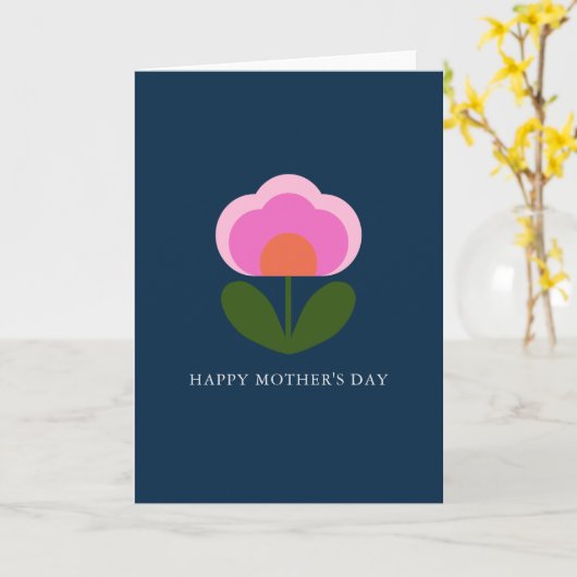 Cute Scandinavische Bloem Bewerkbare Moederdag Kaart (Gele Bloem)