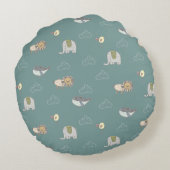 Cute Scandinavische dierenprint Rond Kussen (Achterkant)