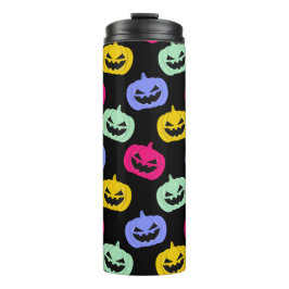 Cute Scare Colorful Pumpkins Faces Halloween Thermosbeker