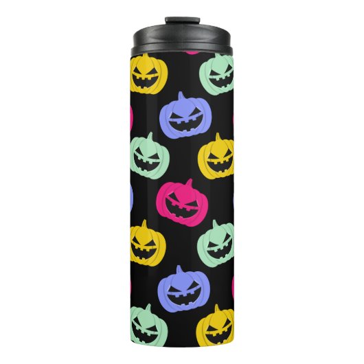 Cute Scare Colorful Pumpkins Faces Halloween Thermosbeker (Voorkant)